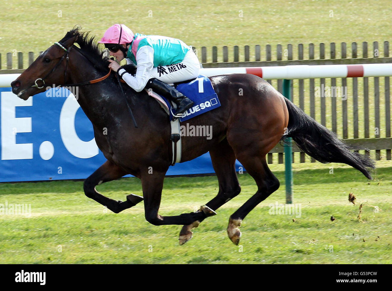 Stipulate, ridden by Tom Queally goes on to win the Blue Square Feilden Stakes during the Craven Meeting at Newmarket Racecourse, Newmarket. Stock Photo