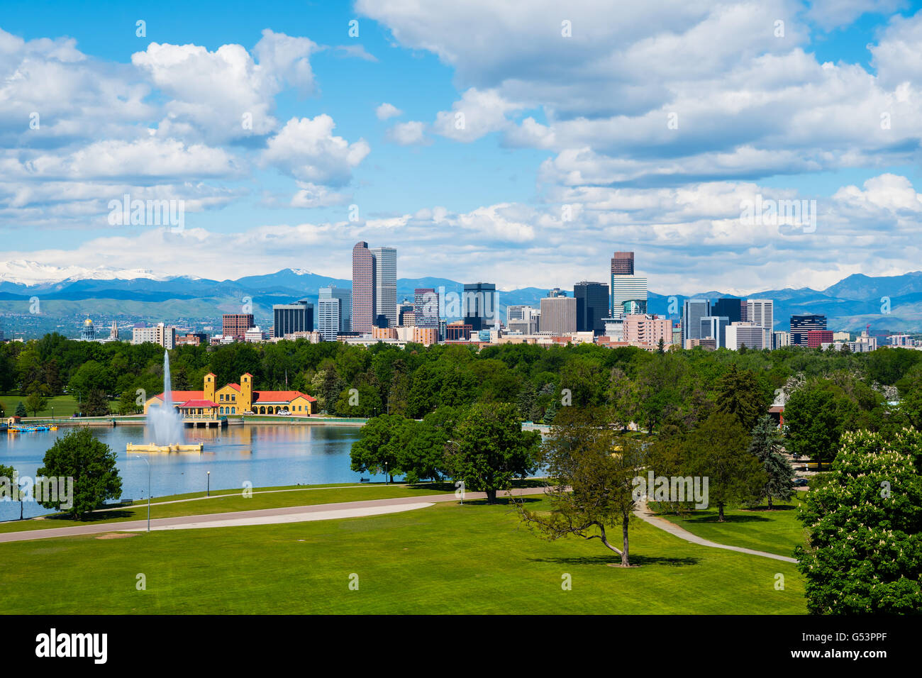 Denver Colorado downtown with City Park Stock Photo
