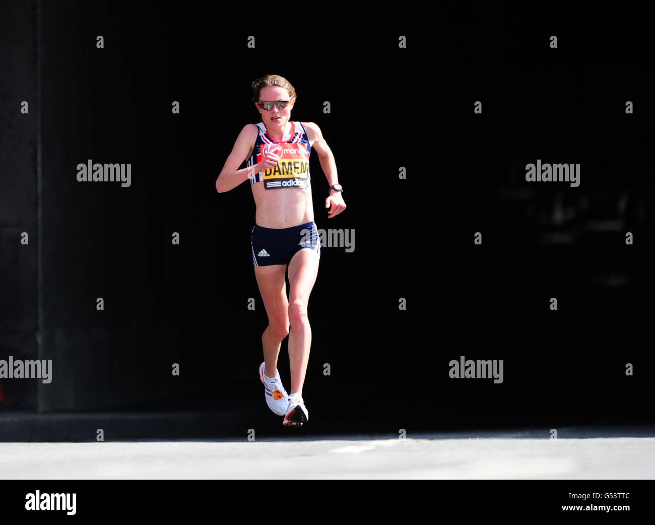 Great Britain's Louise Damen during the Virgin Money London Marathon during the 32nd Virgin London Marathon in London. Stock Photo