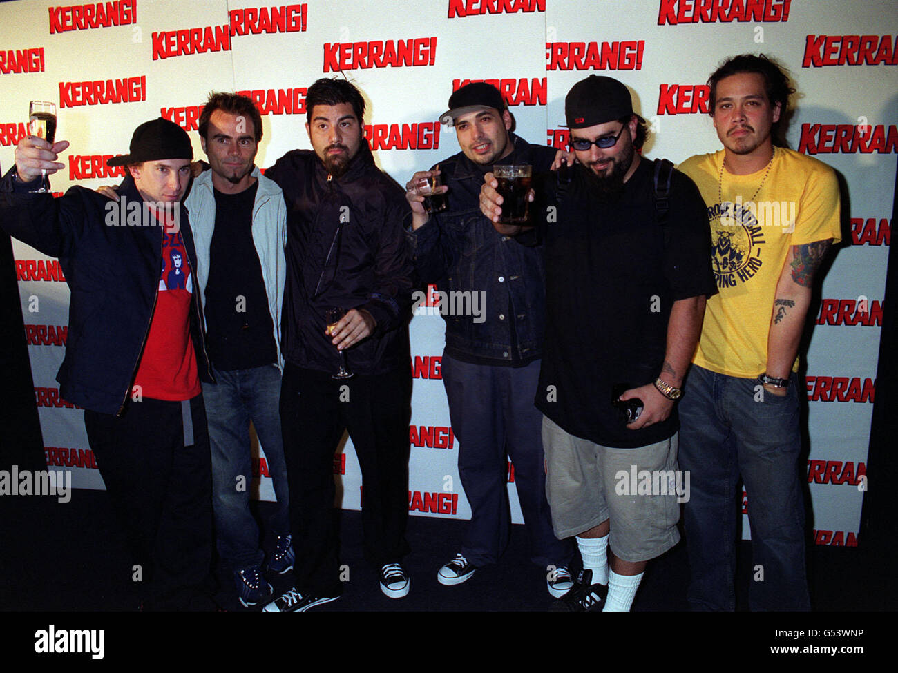 The Band Deftones with Heavy Metal record producer Ross Robinson (second left) at the Kerrang