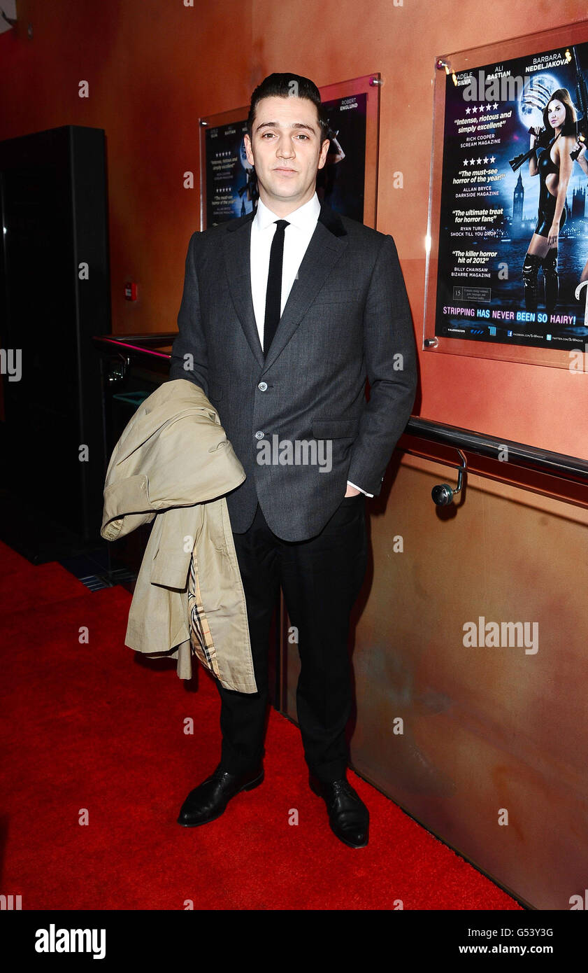 Reg Traviss arriving at Strippers vs Werewolves UK film premiere at the Apollo Piccadilly Circus, London. Stock Photo