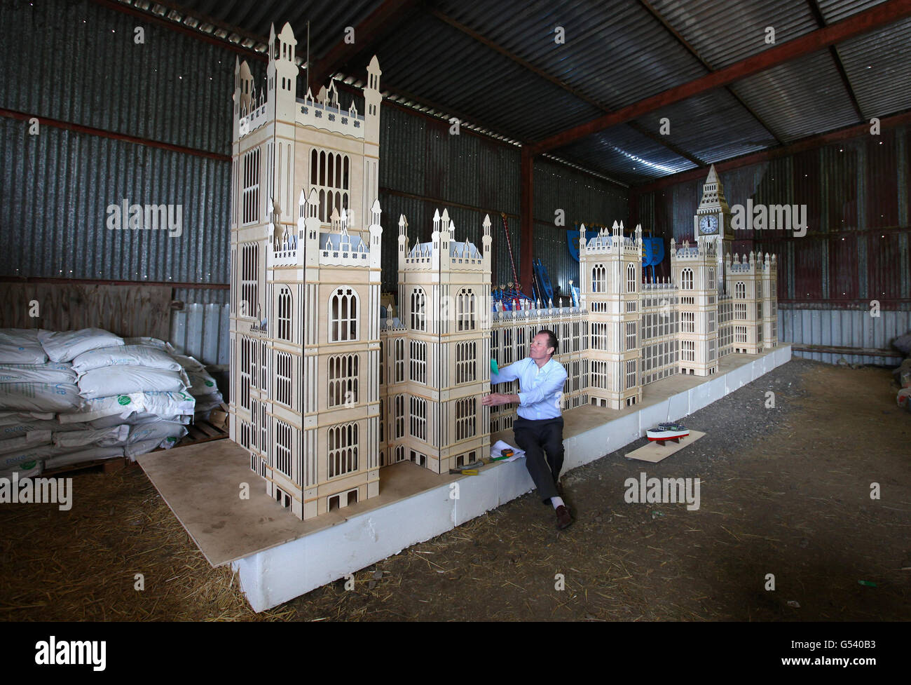 Bill Musgrave puts the finishing touches to his intricate plywood