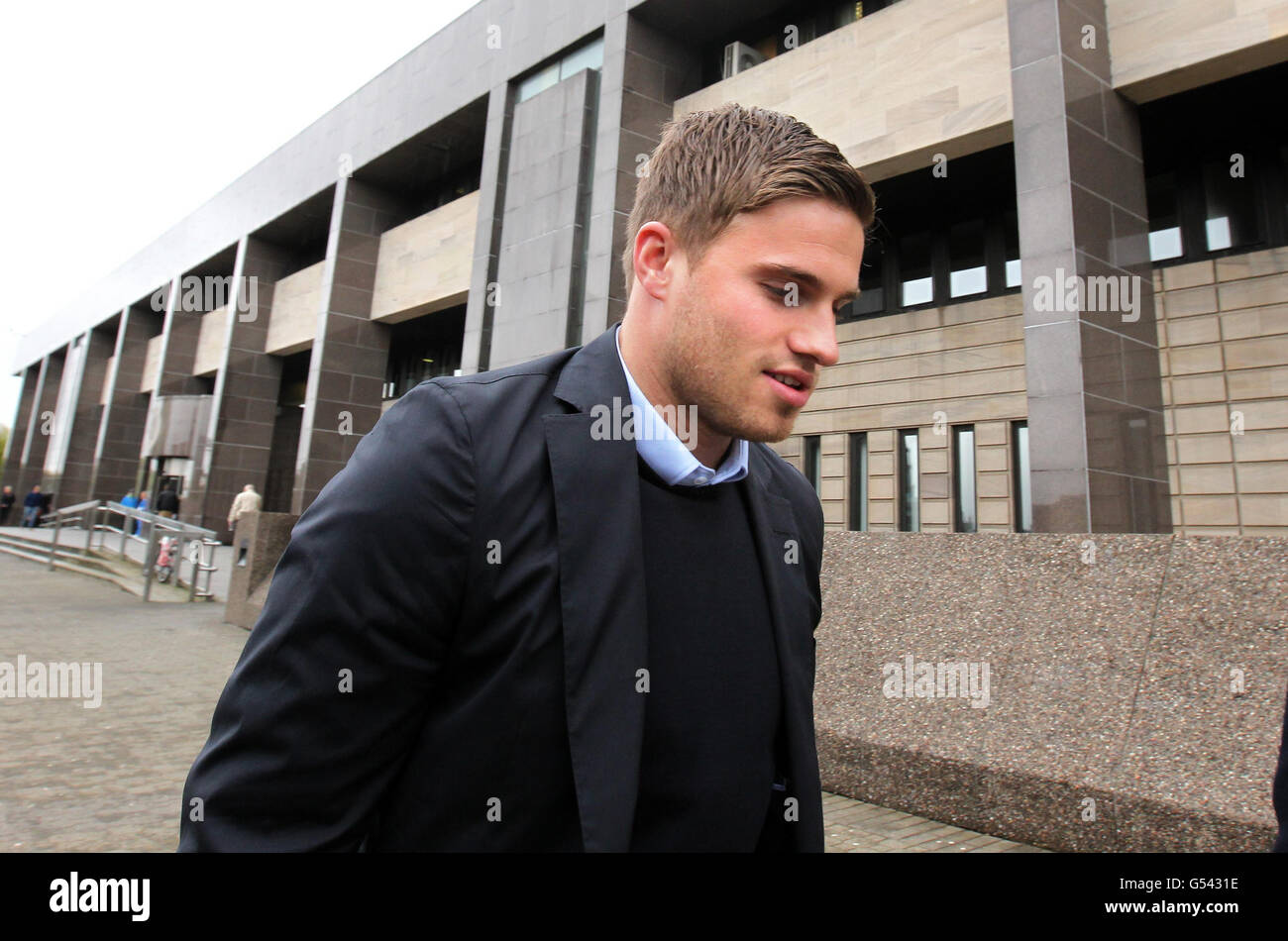Premier League footballer David Goodwillie leaves Glasgow Sheriff Court after being given a community service order for assaulting John Friel in Glasgow's Queen Street on November 3 2010. Stock Photo