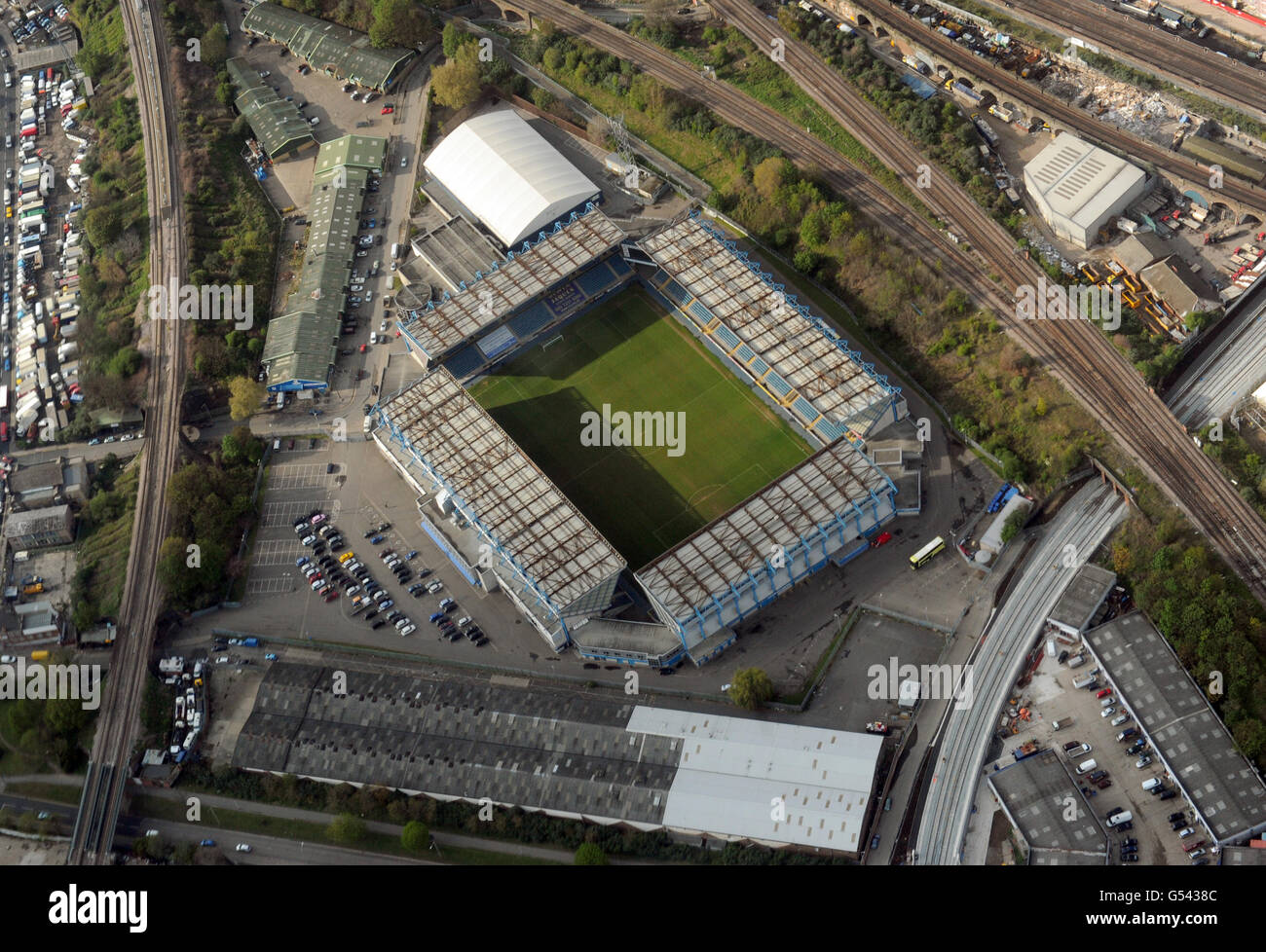 Aerial view of Millwall Football Clubs training ground, Looking