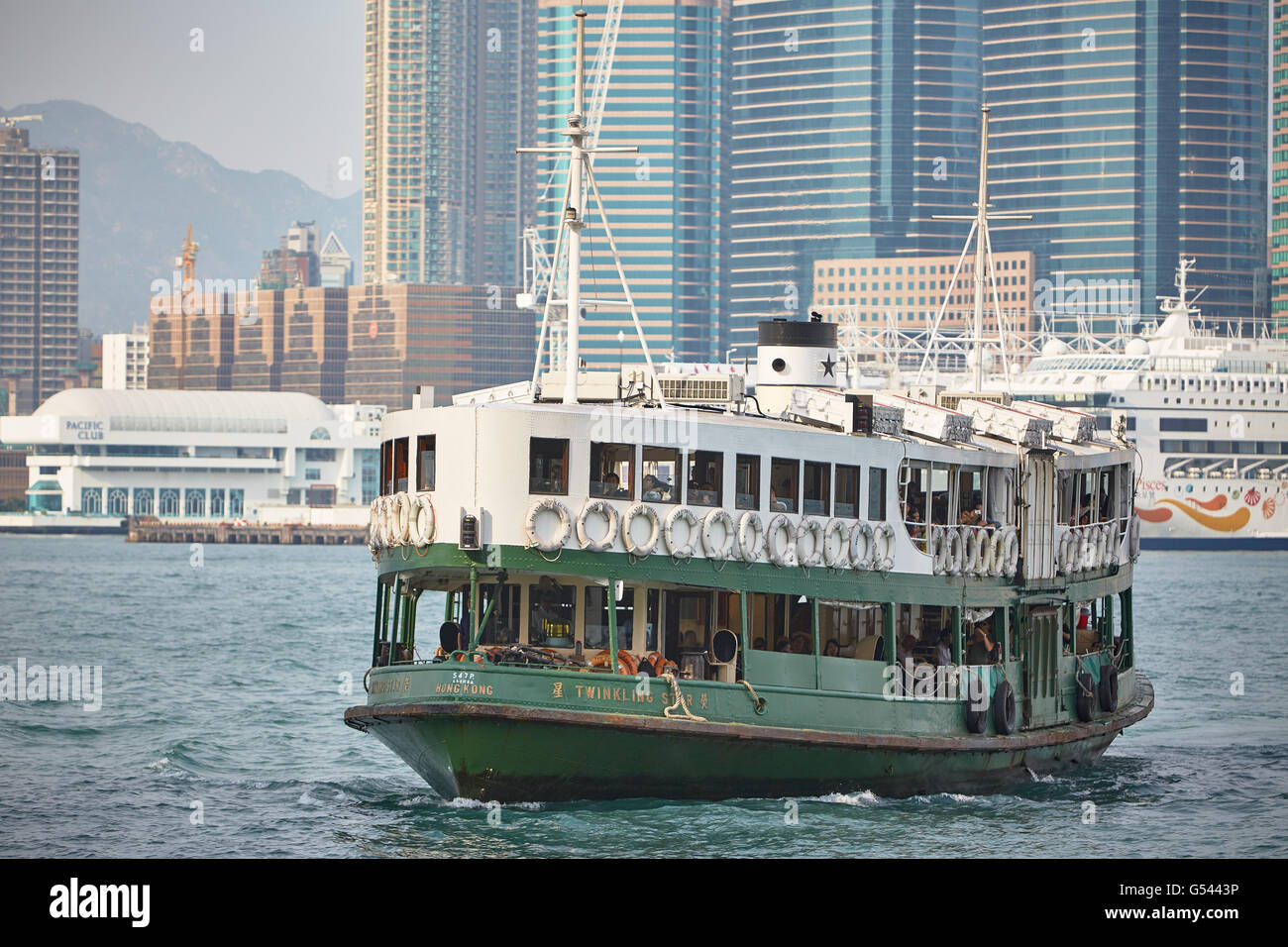 A Star Ferry sailing across Victoria in Hong Kong Stock Photo Alamy