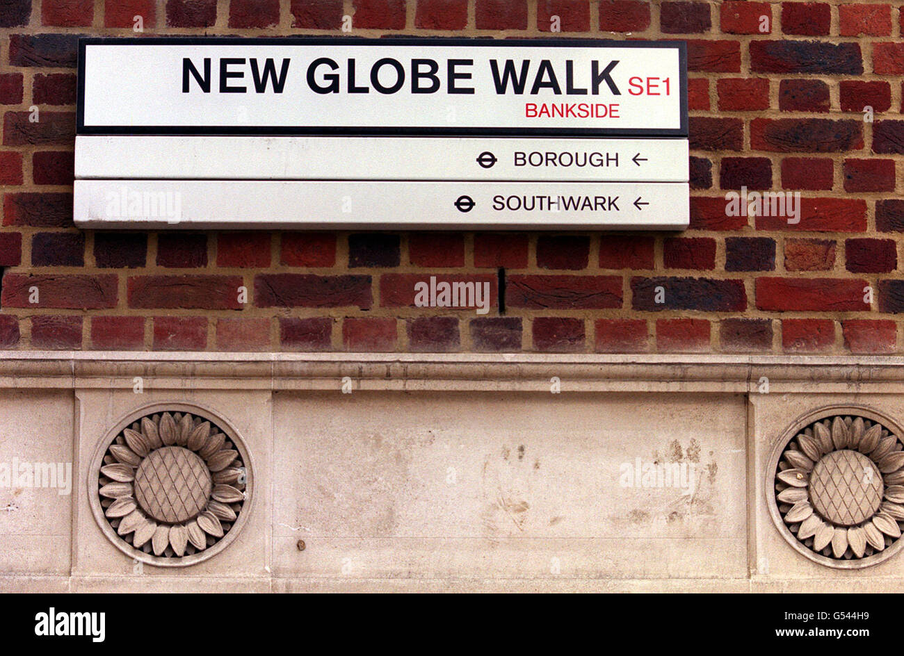 New Globe Walk where the Globe Theatre is situated in London Stock