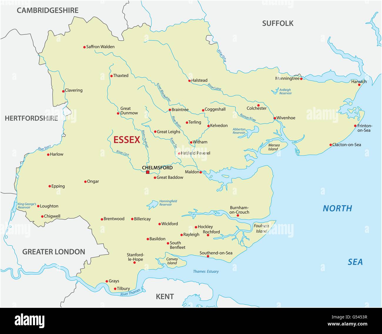 Vector Map Of The County Essex England G5453R 