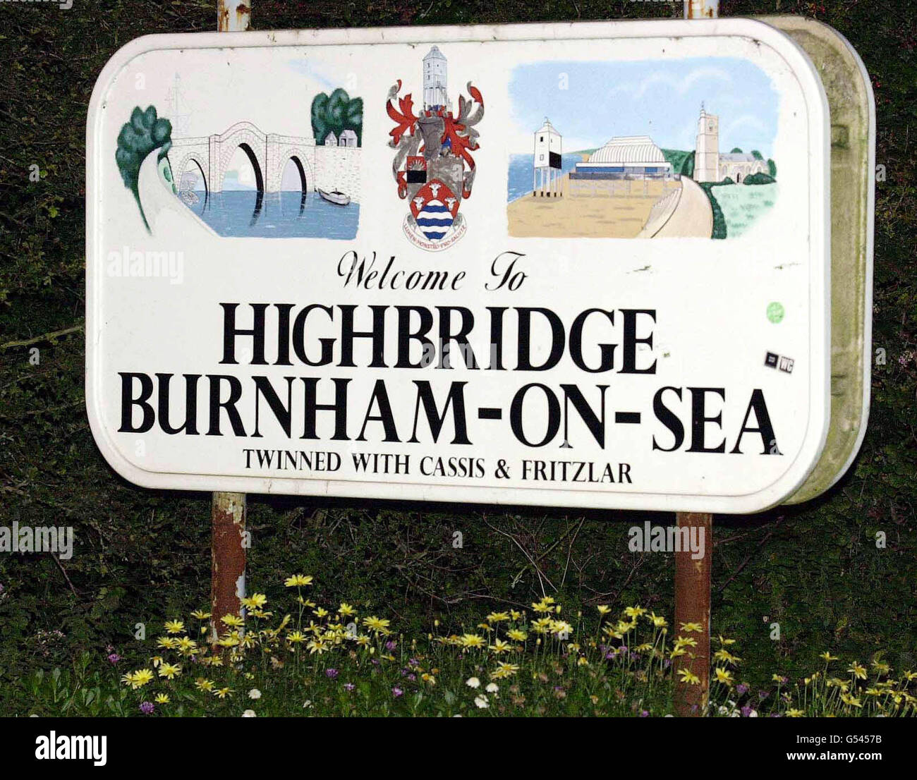 The road sign on the approach to Highbridge and BurnhamonSea, where a
