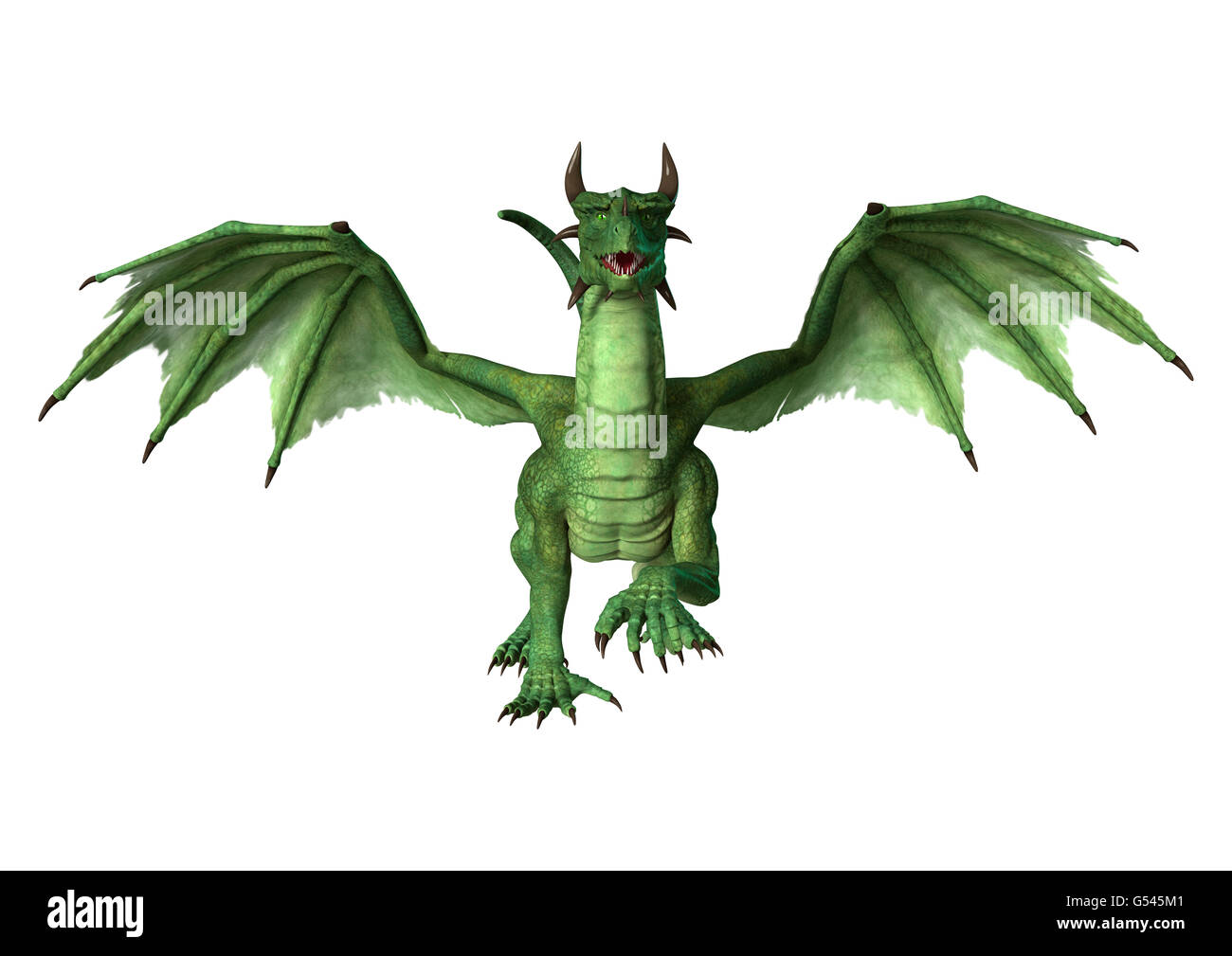 3D rendering of a fantasy dragon isolated on white background Stock ...