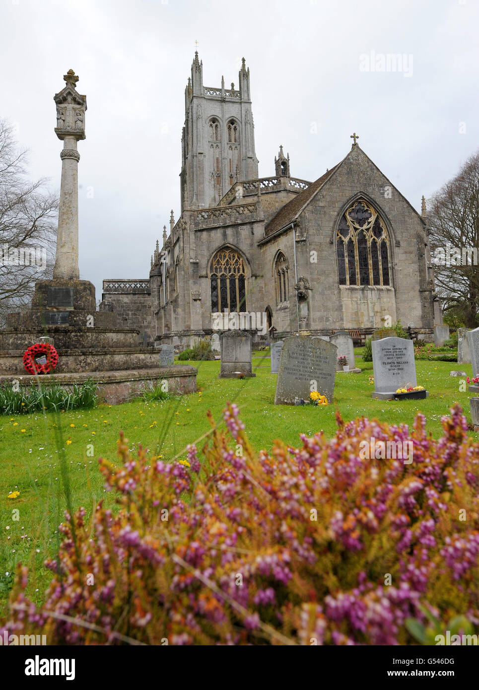 General view of the 15th century All Saints Church in Wrington