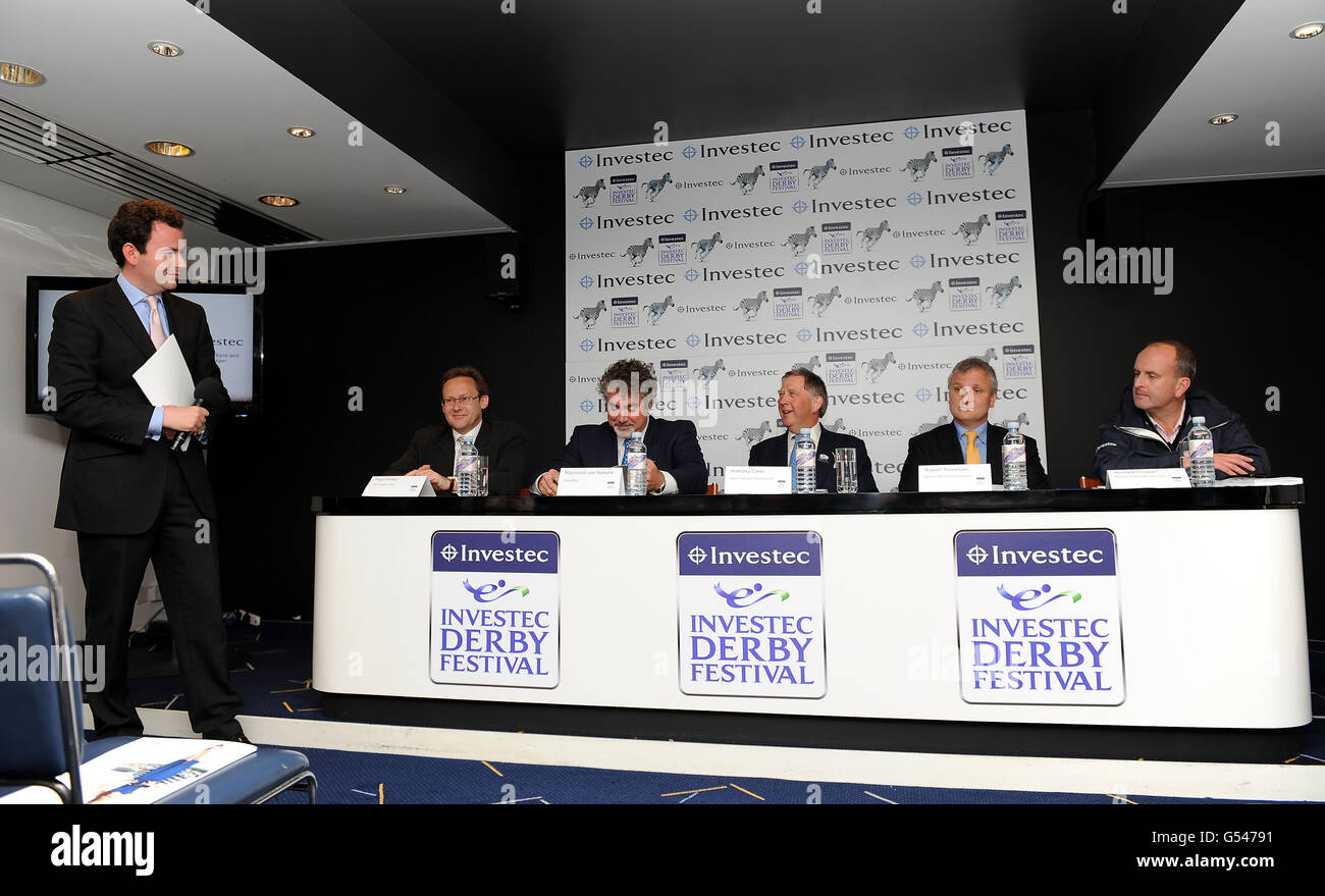 (left to right) Presenter Nick Luck, Paul Fisher (The Jockey Club), Raymond Van Niekerk