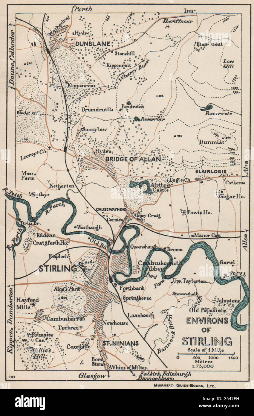 ENVIRONS OF STIRLING. Vintage map plan. Dunblane Bridge of Allan