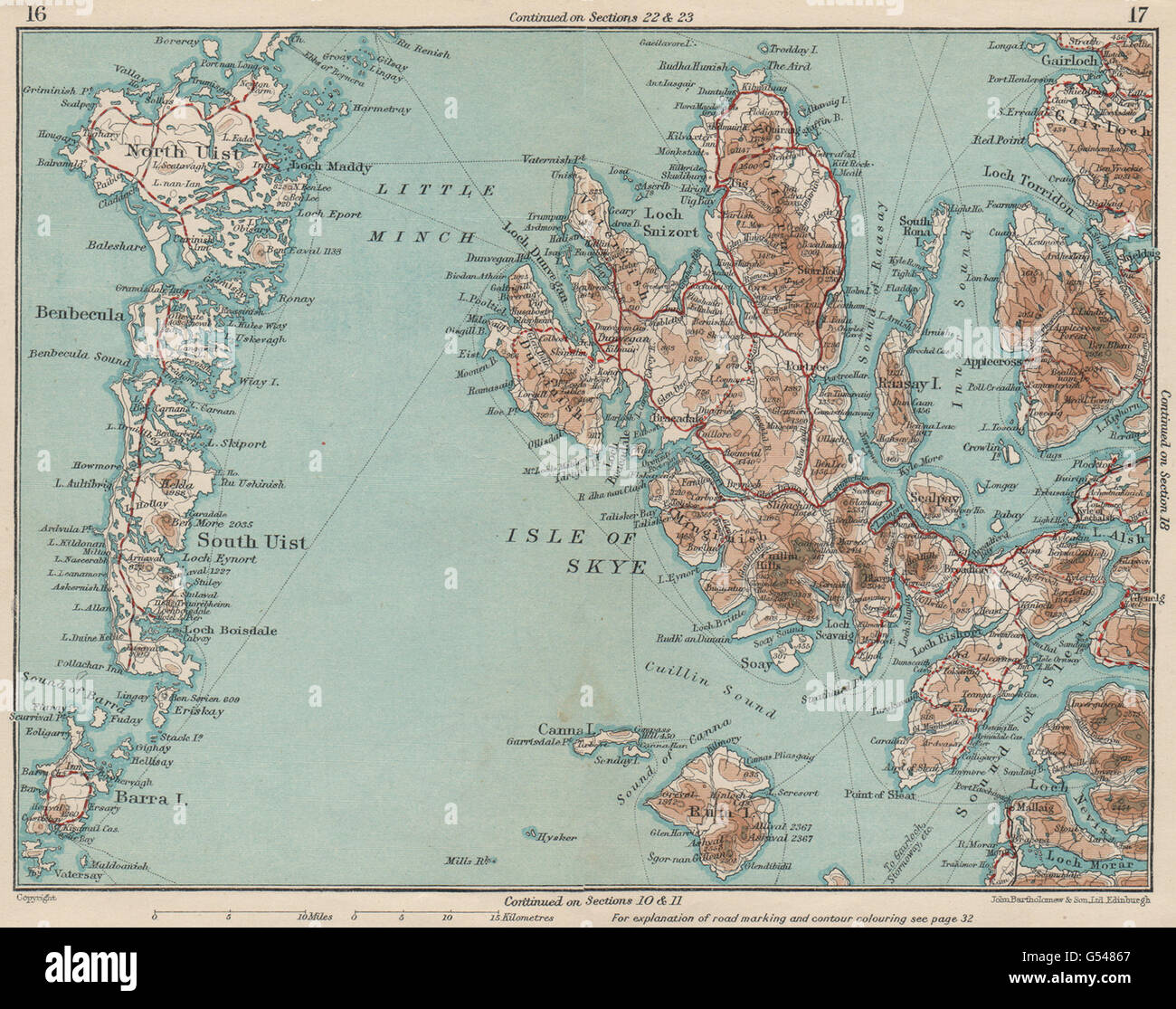 HEBRIDES WESTERN ISLES. Skye North & South Uist Rhum. Scotland, 1932 old map Stock Photo Alamy