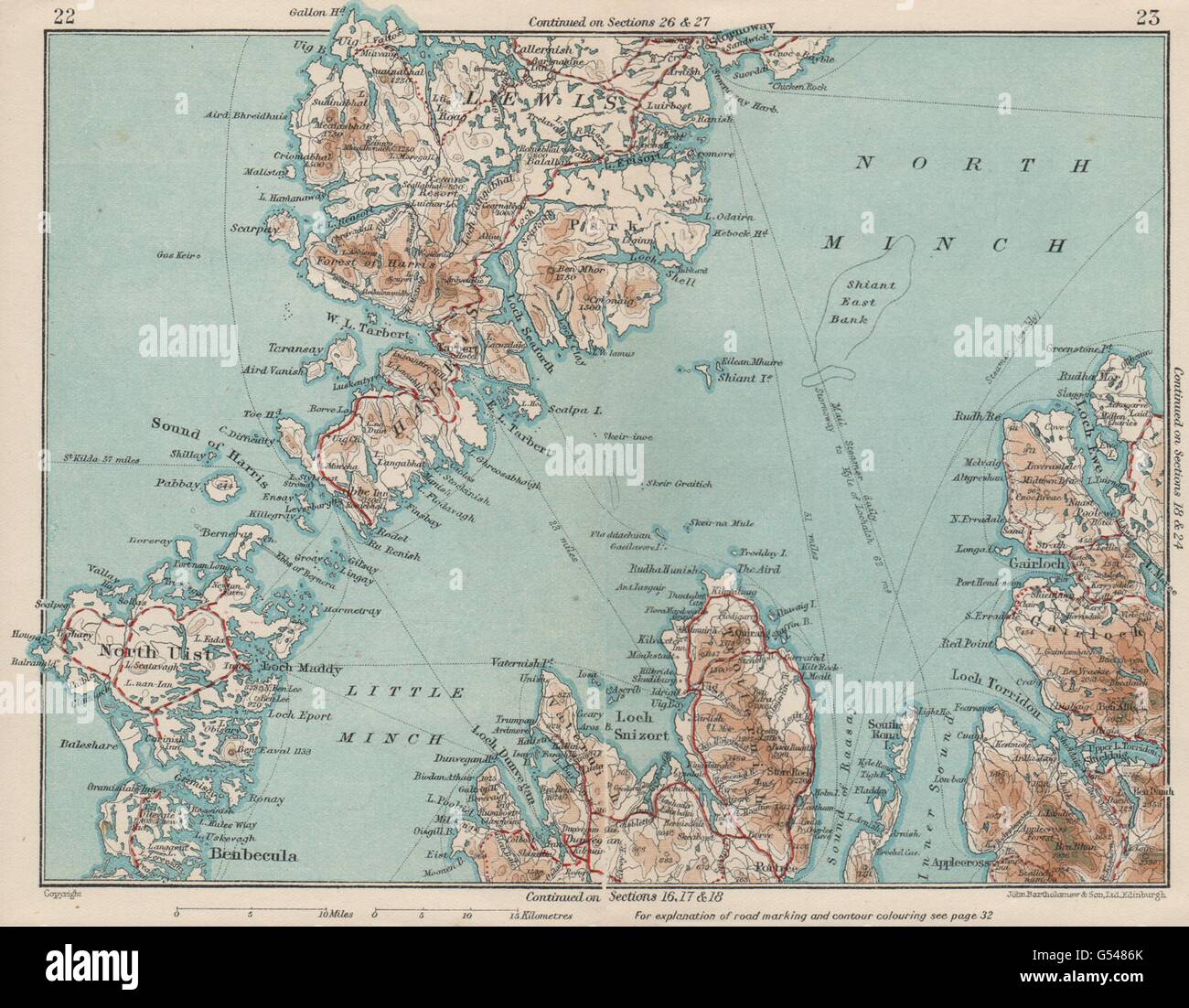 HEBRIDES WESTERN ISLES. Lewis North Uist Skye. Vintage map plan. Scotland 1932 Stock Photo Alamy