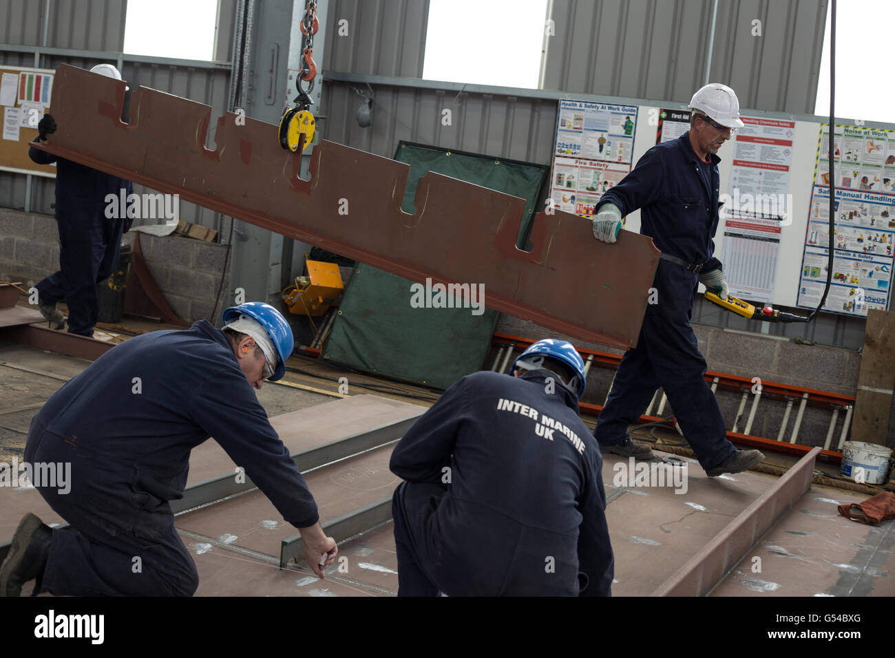 Shipbuilding scenes inside Ferguson Marine Shipyard, in Port Glasgow, Scotland Stock Photo