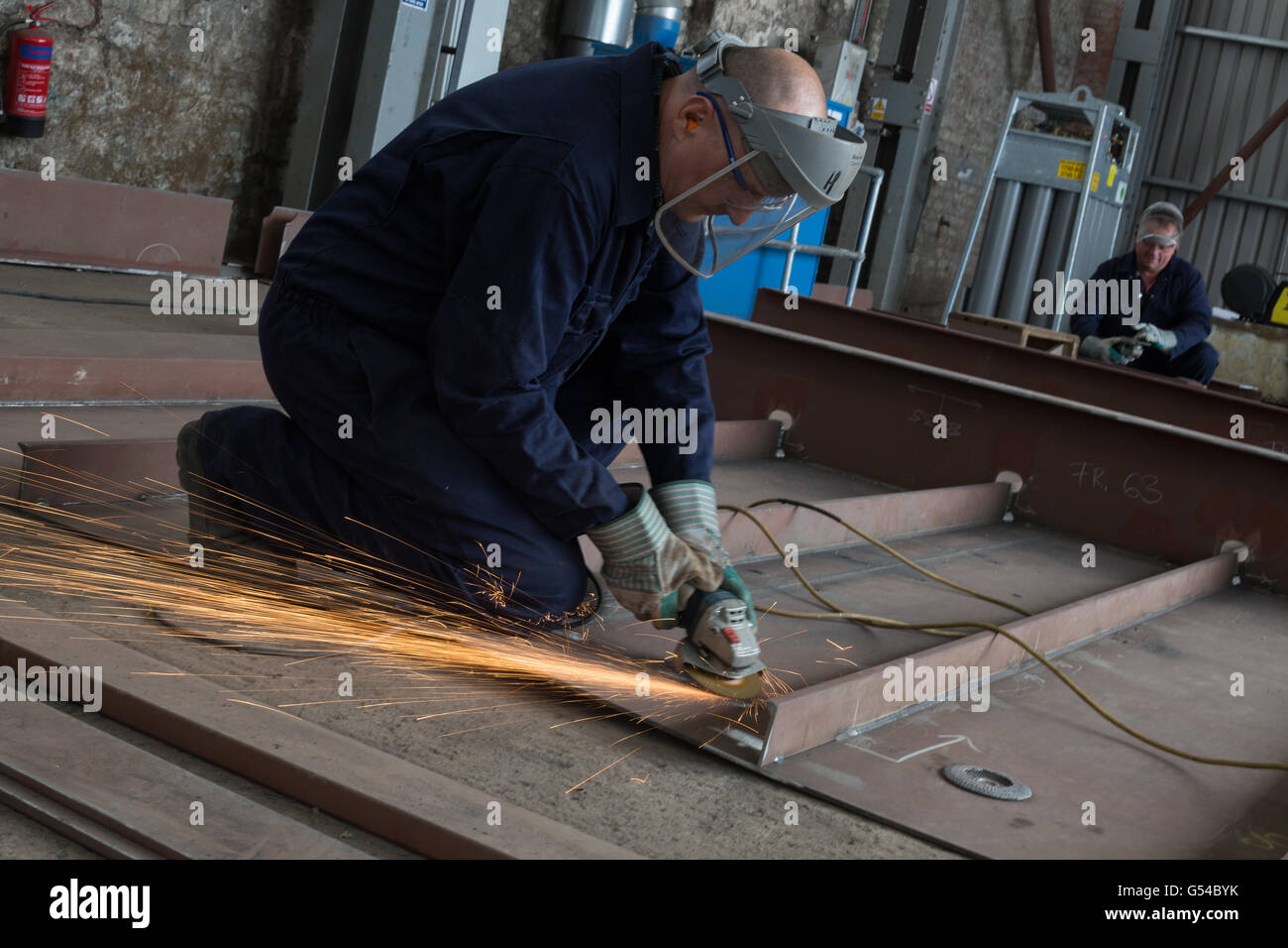 Shipbuilding scenes inside Ferguson Marine Shipyard, in Port Glasgow, Scotland Stock Photo
