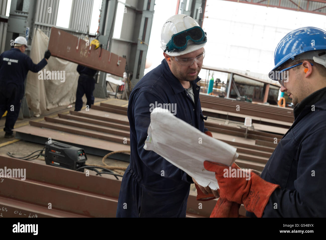 Shipbuilding scenes inside Ferguson Marine Shipyard, in Port Glasgow