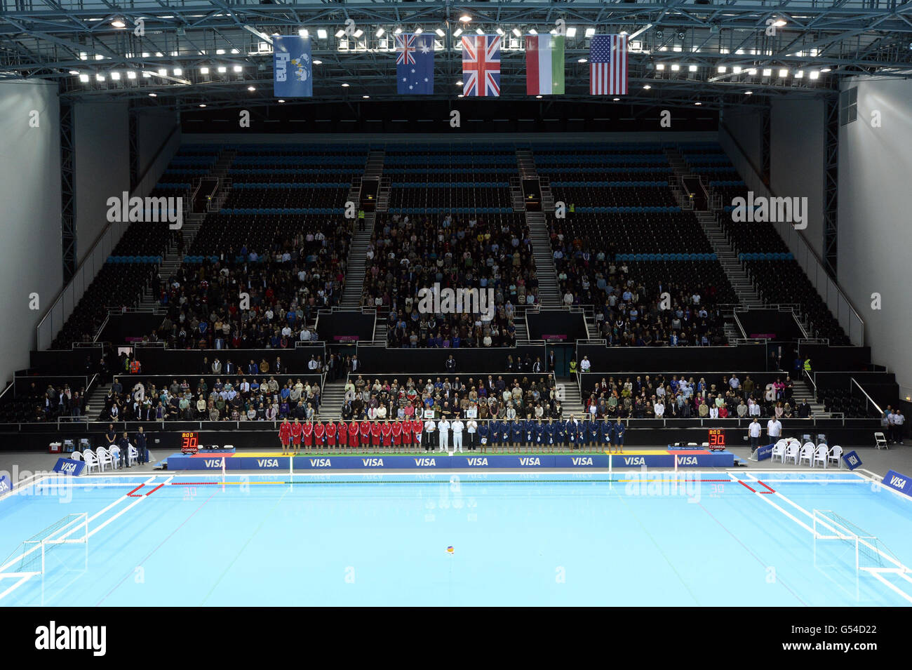 Water Polo - London 2012 Test Event - Day One - Water Polo Arena. General view of the Water Polo Arena, London. Stock Photo