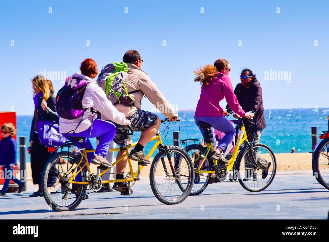 People riding bikes. Barcelona, Catalonia, Spain Stock Photo Alamy