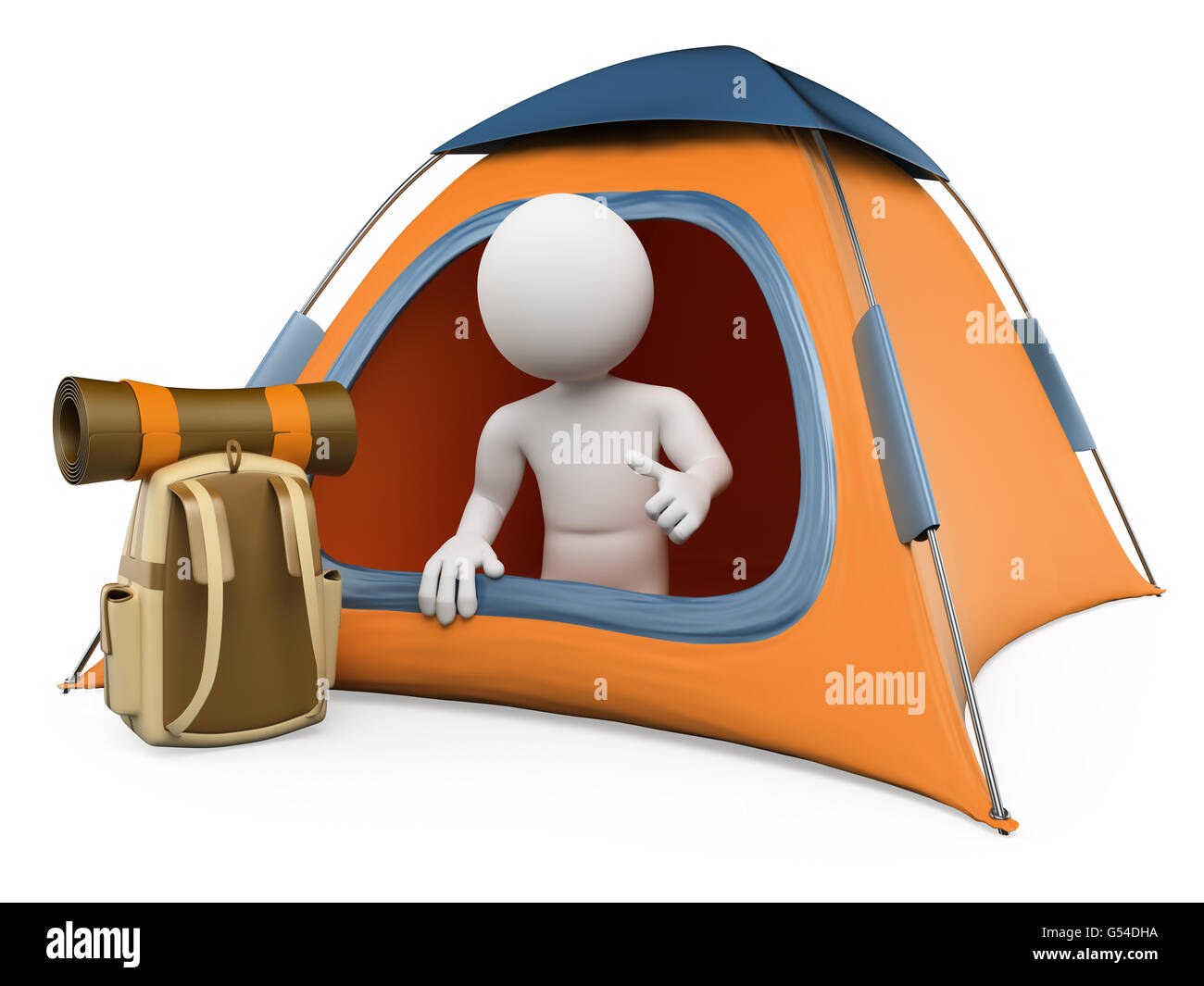3d white people. Camping tent. Isolated white background Stock Photo ...