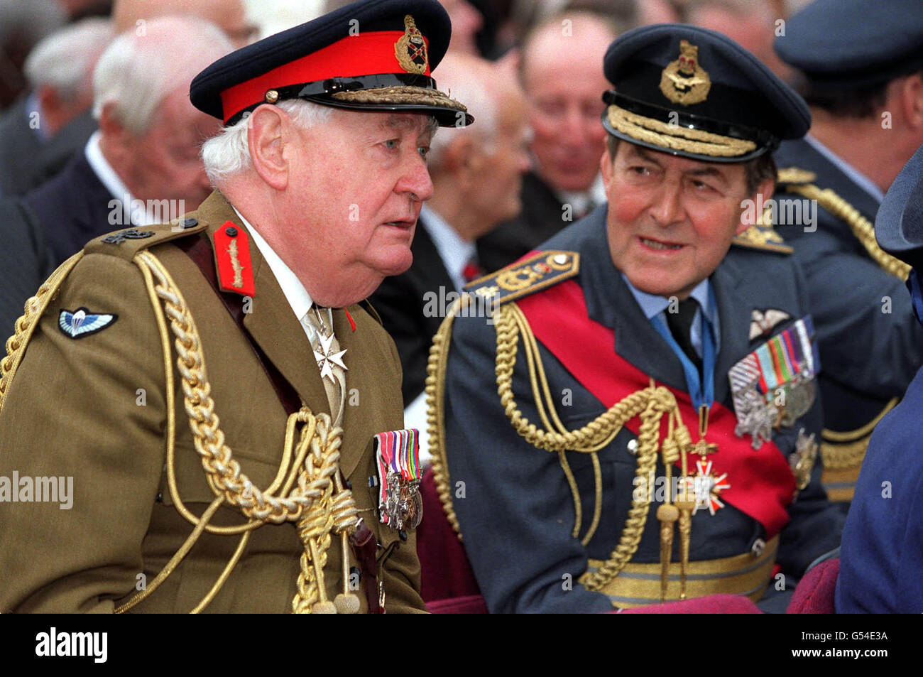Field Marshal Lord Bramall (L) and Marshal of the Royal Air Force Sir Michael Beetham at the unveiling of the statue to Polish wartime leader Wladyslaw Sikorski, outside the Polish Embassy in London. * General Sikorski was the Prime Minister of Poland and Commander in Chief of its armed forces until he died in a plane crash off Gibralter in July 1943. Stock Photo