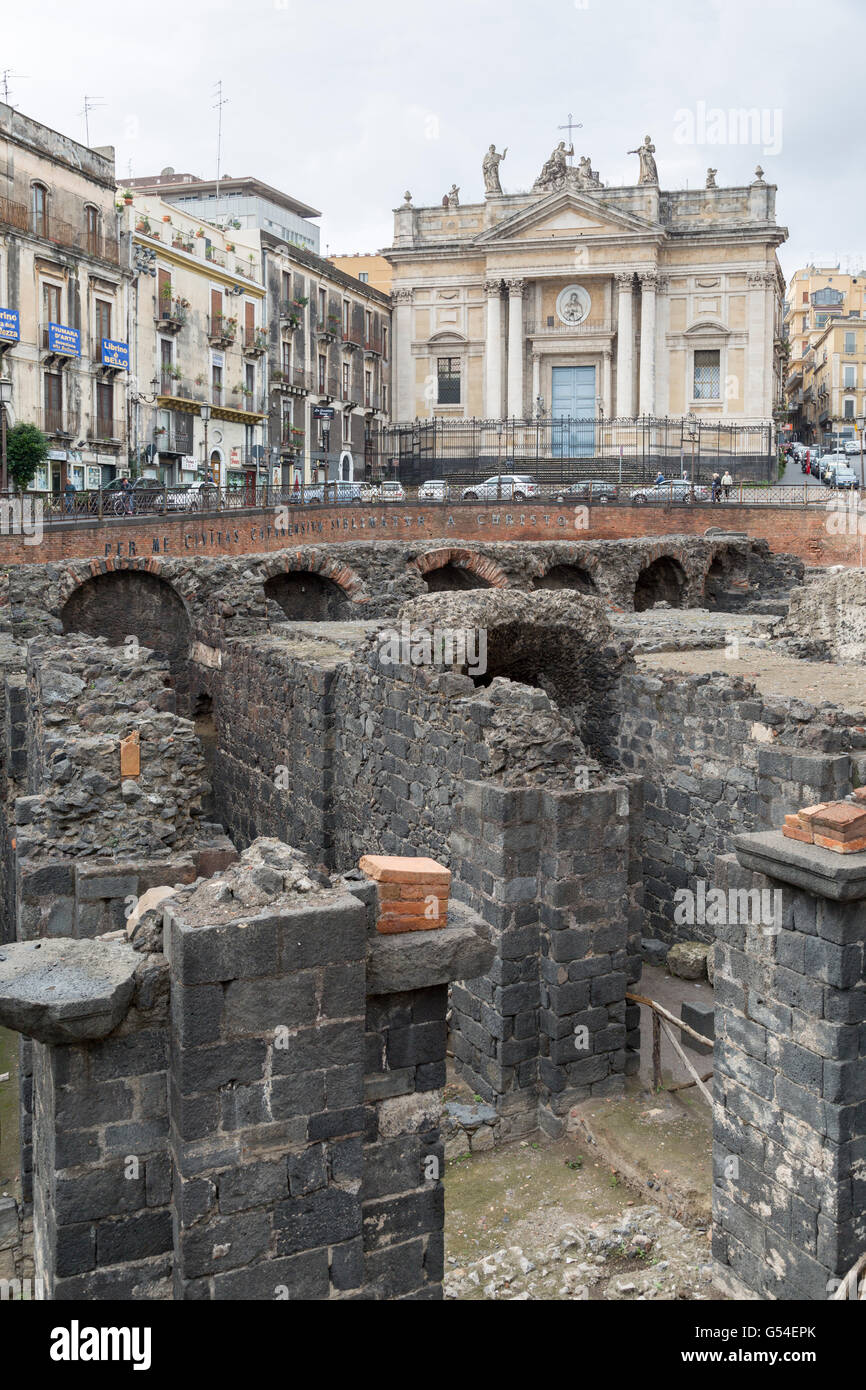 Anfiteatro Romano, Catania, Sizilien, Italien Stock Photo