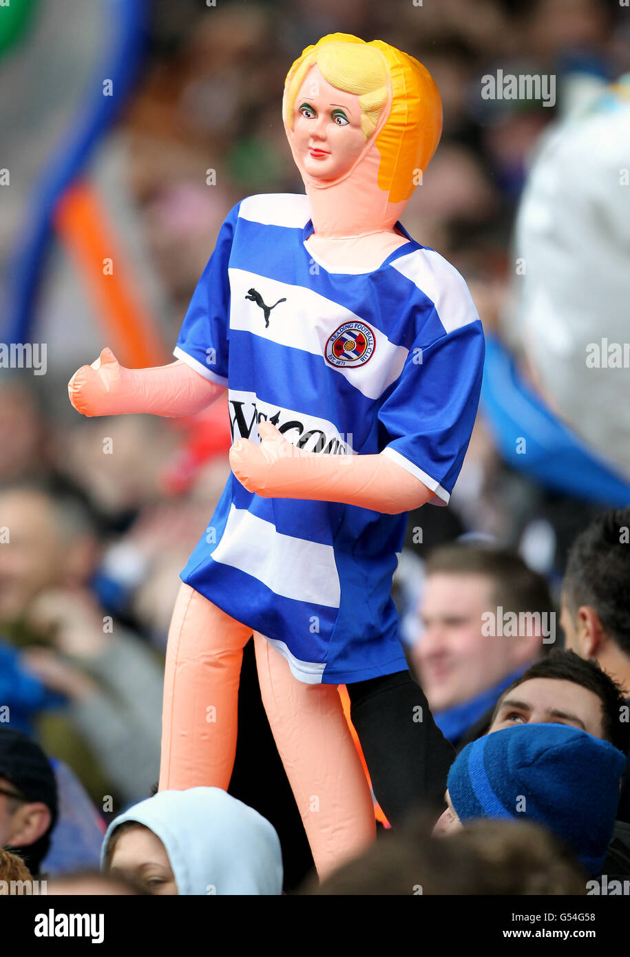 Soccer - npower Football League Championship - Birmingham City v Reading - St Andrews. A Reading fan holds up an inflatable doll Stock Photo