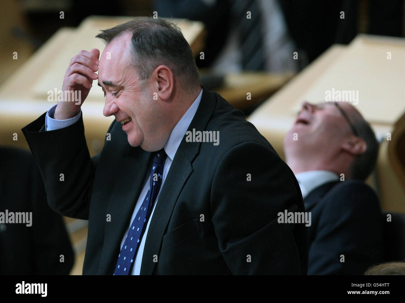 Scottish First Minister Alex Salmond during First Minister's Questions at the Scottish Parliament in Edinburgh today. Stock Photo