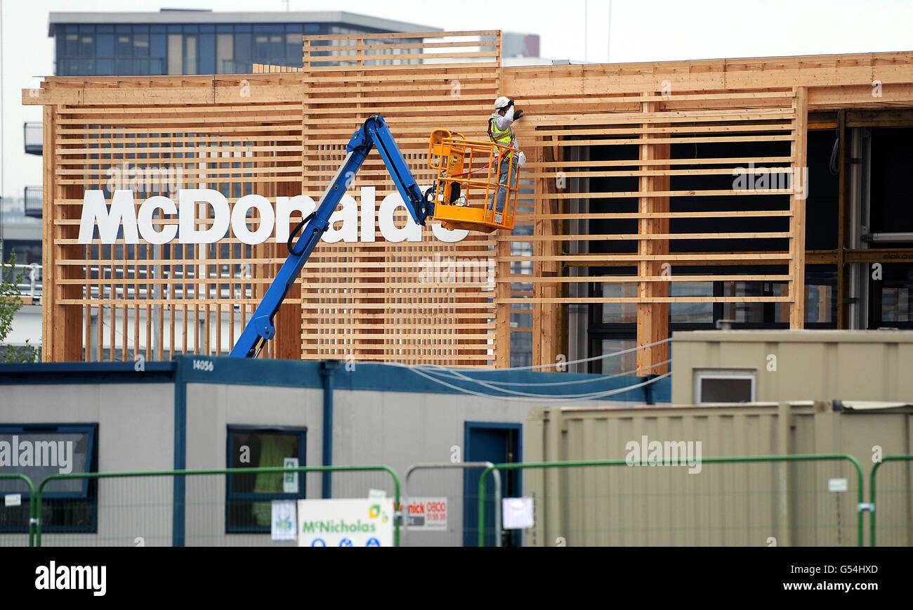 A McDonalds restaurant under construction in the Olympic Park in