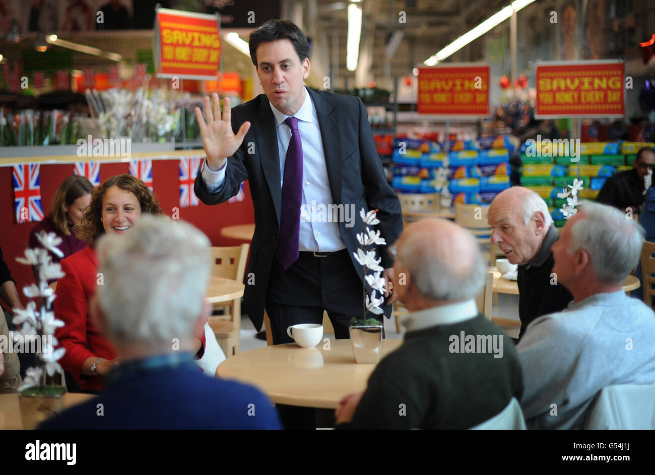 Miliband visit to Harlow Stock Photo
