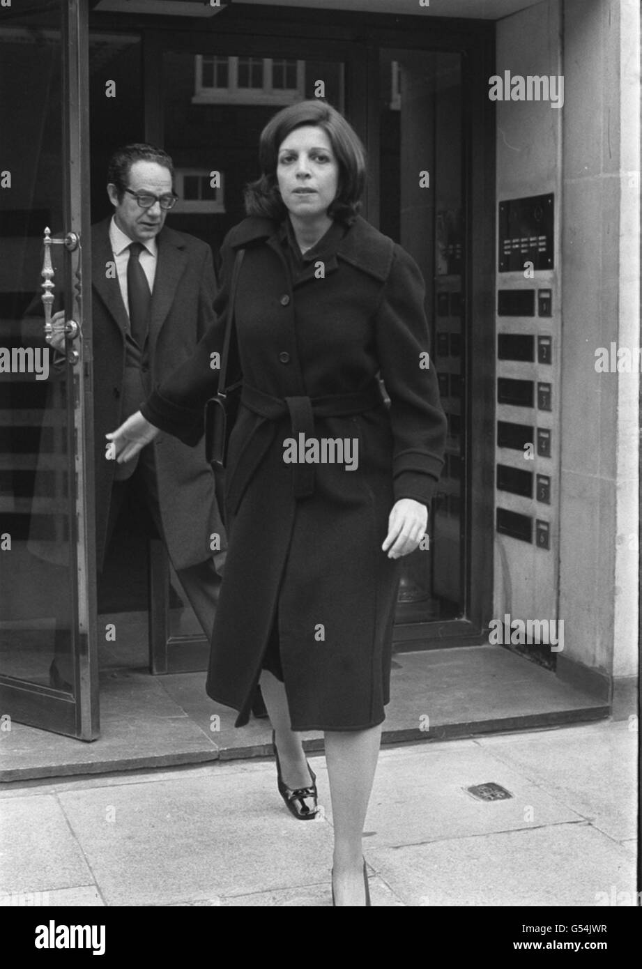 Christina Onassis, who took over the reins of her late father's multi-million pound shipping business, leaving her London address to continue her talks with oil chiefs. Stock Photo