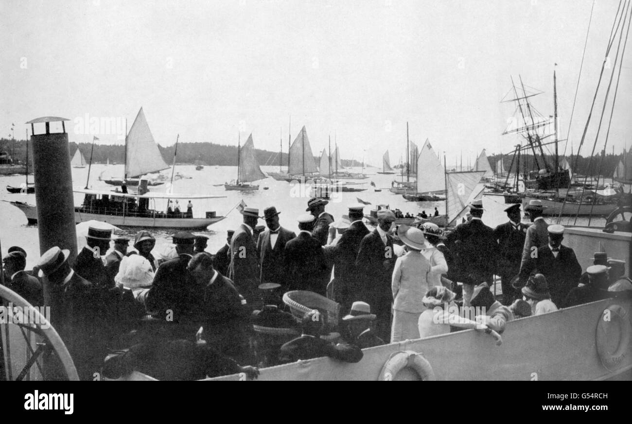 Olympic Games - Stockholm 1912 - Sailing. The scene of the Stockholm Olympics Sailing events, the Royal Swedish Yacht Club. Stock Photo