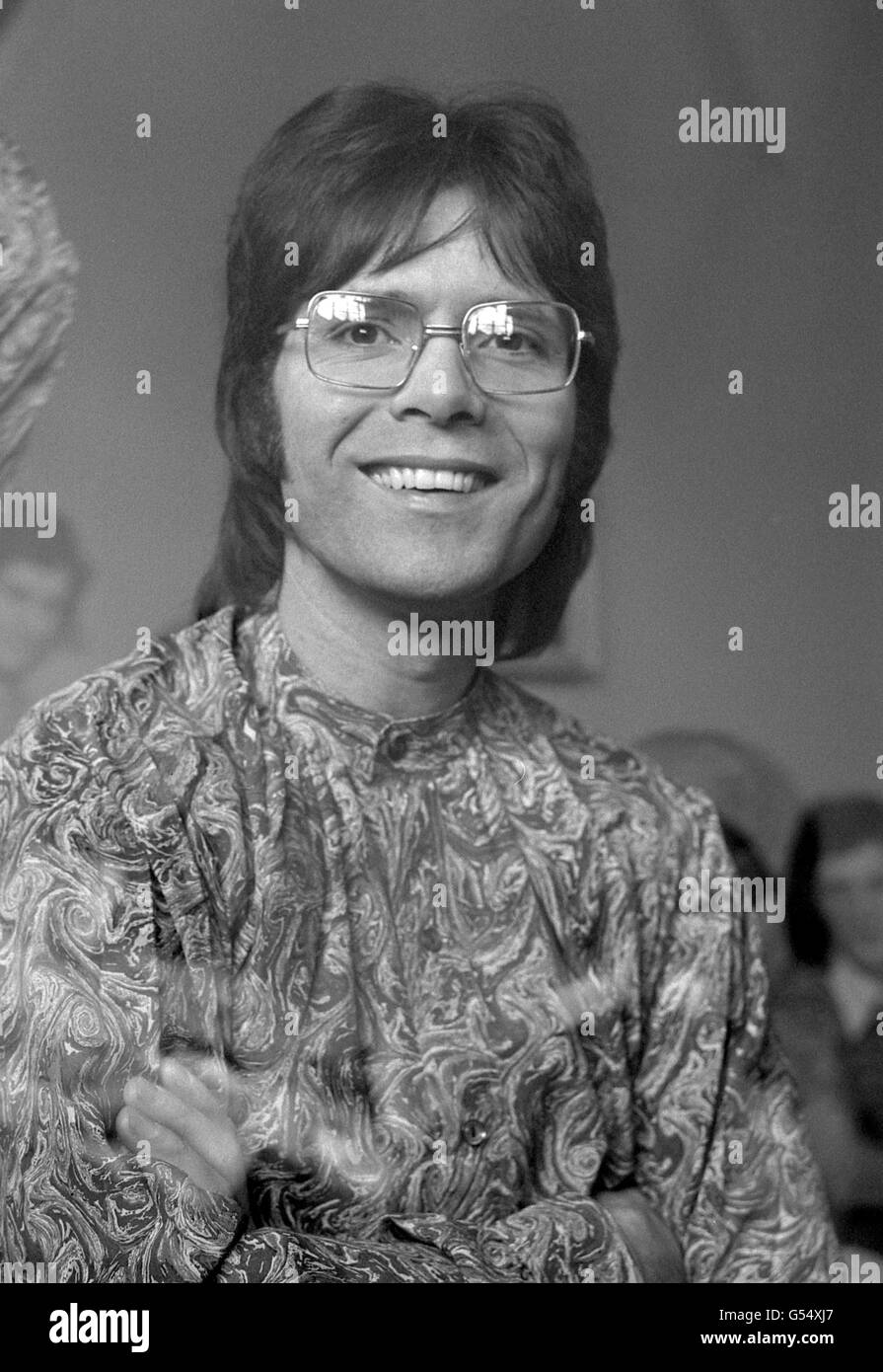 Cliff Richard at the Song for Europe competition, as the viewers votes are counted for the song he will sing for Britain at the Eurovision Song Contest in Luxembourg. Stock Photo
