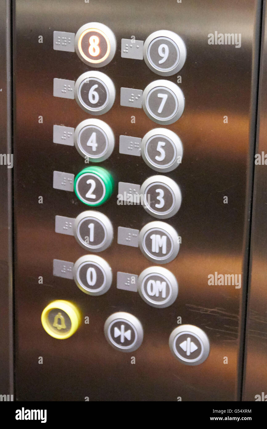 Elevator control panel Stock Photo