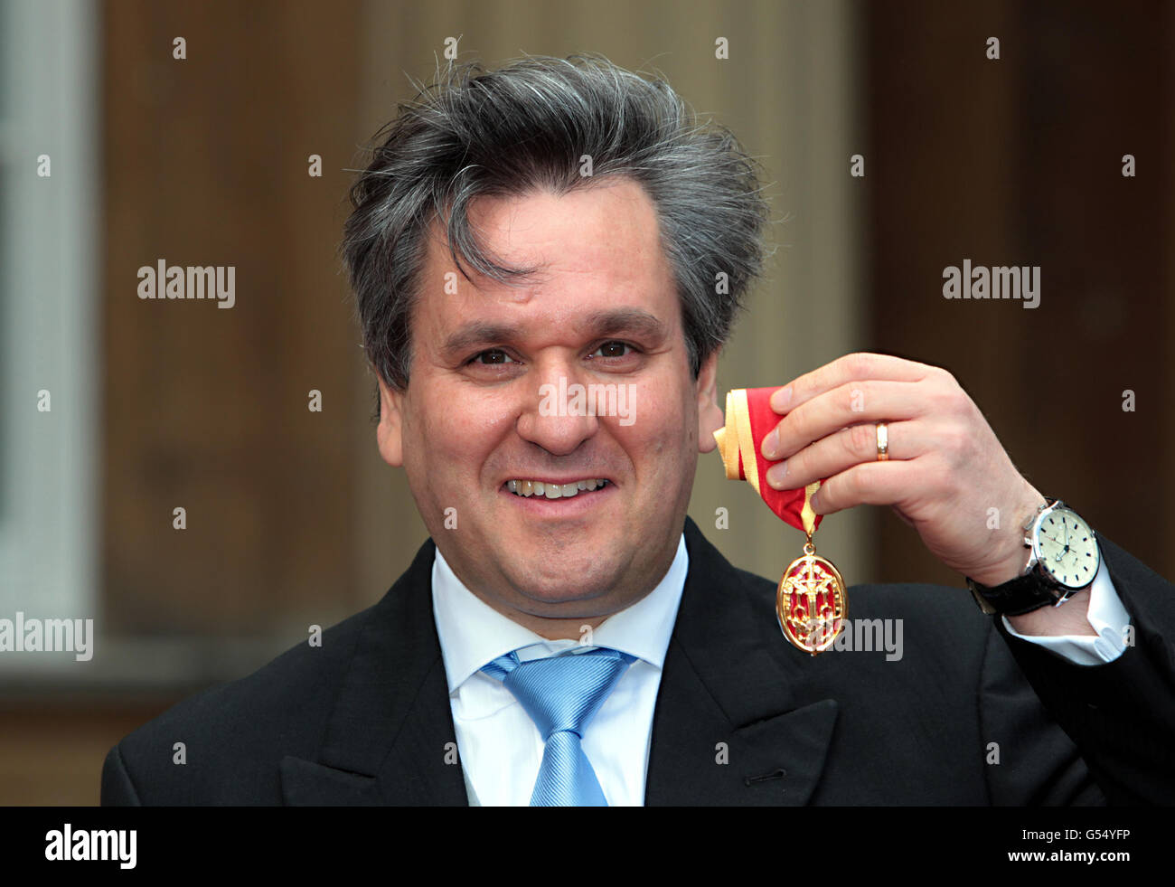 Antonio Pappano, Royal Opera House Music Director, after he was presented with his Knighthood by the Prince of Wales during an Investiture ceremony at Buckingham Palace, central London. Stock Photo