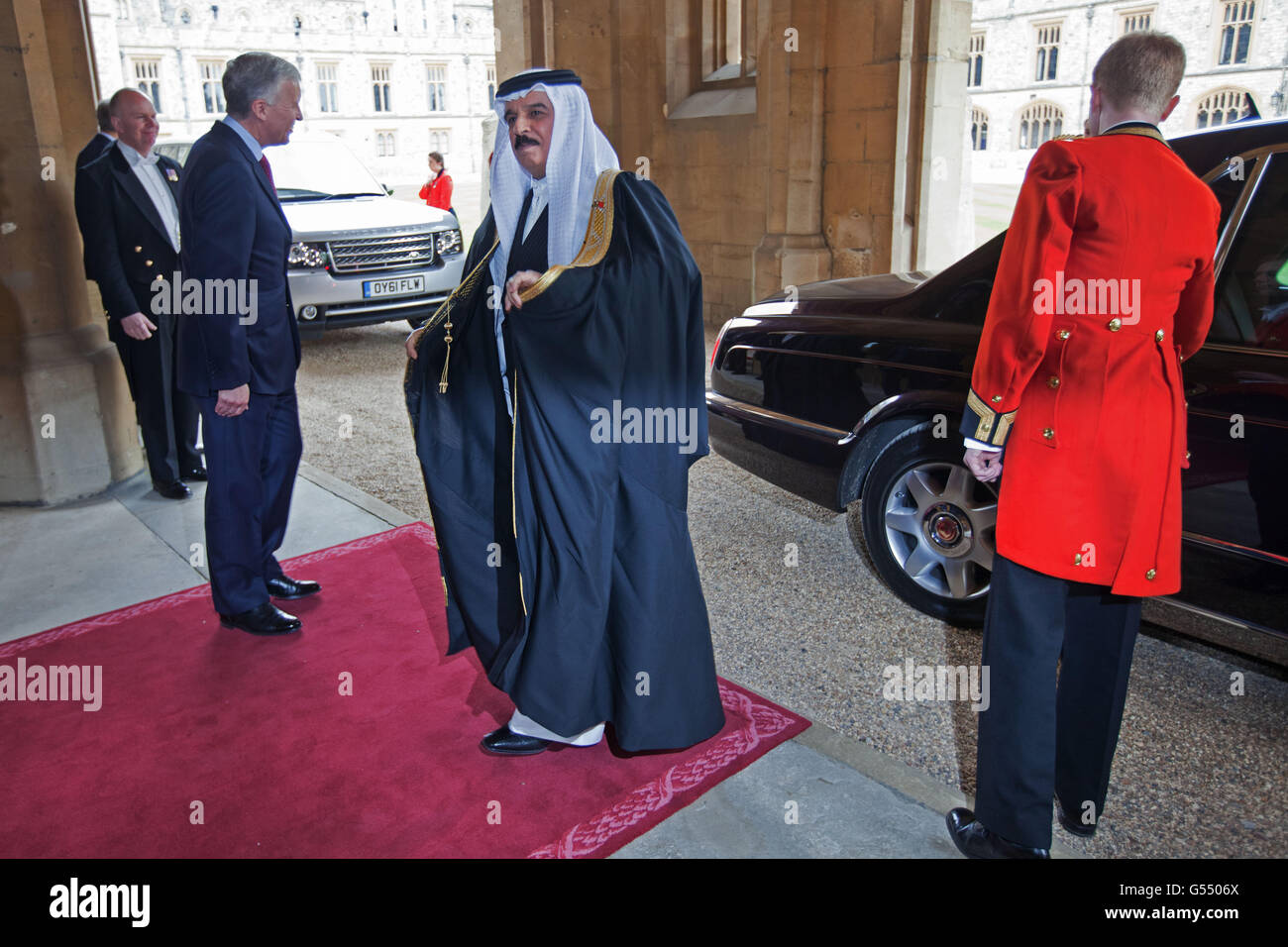 His Majesty the King of Bahrain, Hamad bin Isa AlKhalifa arrives at Windsor Castle for the His Majesty the King of Bahrain, Hamad bin Isa AlKhalifa arrives at Windsor Castle for the