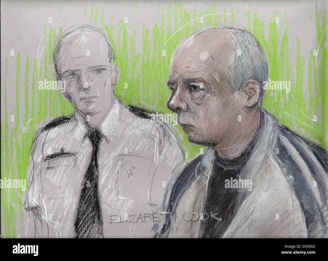 Artist's impression of Martin Counsell, making a first appearance at Cheltenham Magistrates Court charged with an explosives offence. Stock Photo