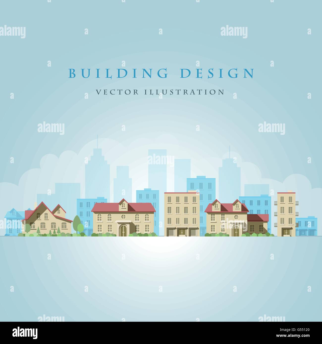 Simple Vector City Vector flat illustration of city landscape. Elements are layered ...
