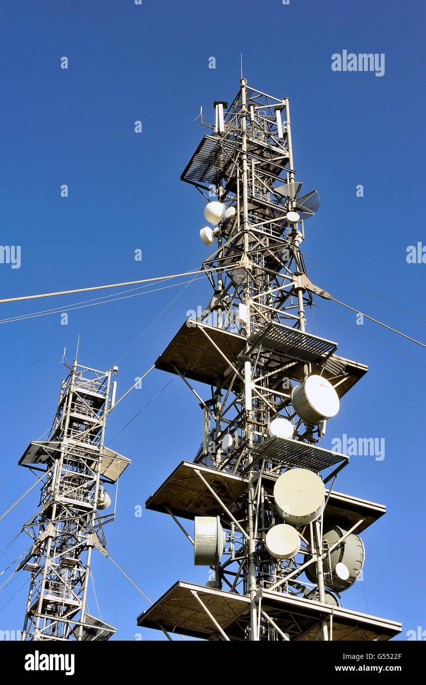 antennas, TV relay, mobile phones, radios intallées