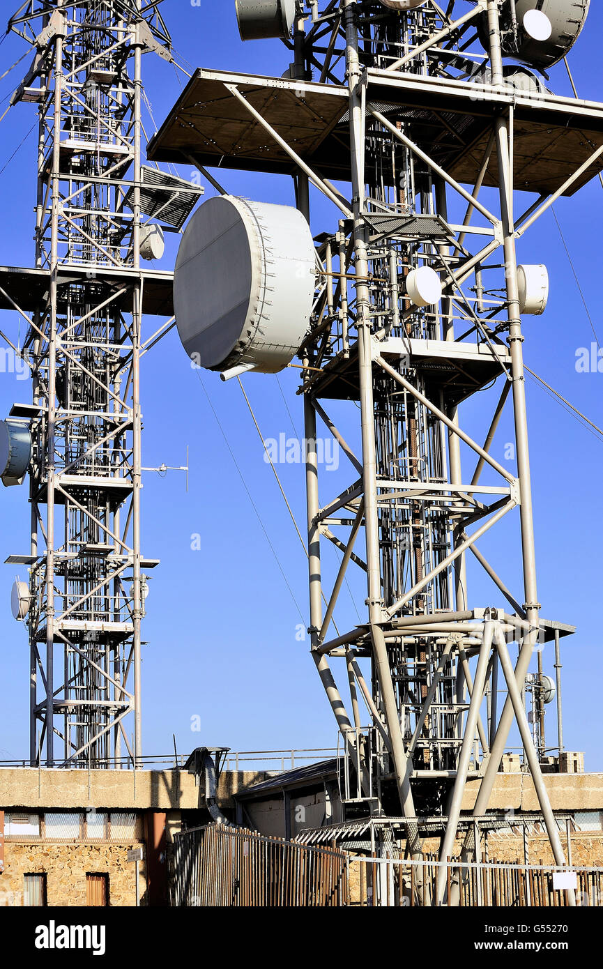 antennas, TV relay, mobile phones, radios intallées