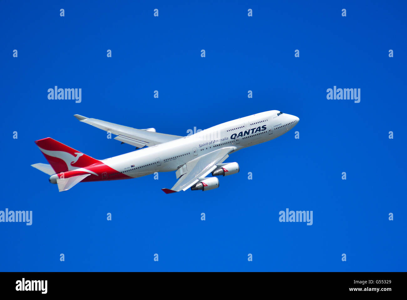 An airplane of Qantas, the national airline of Australia Stock Photo