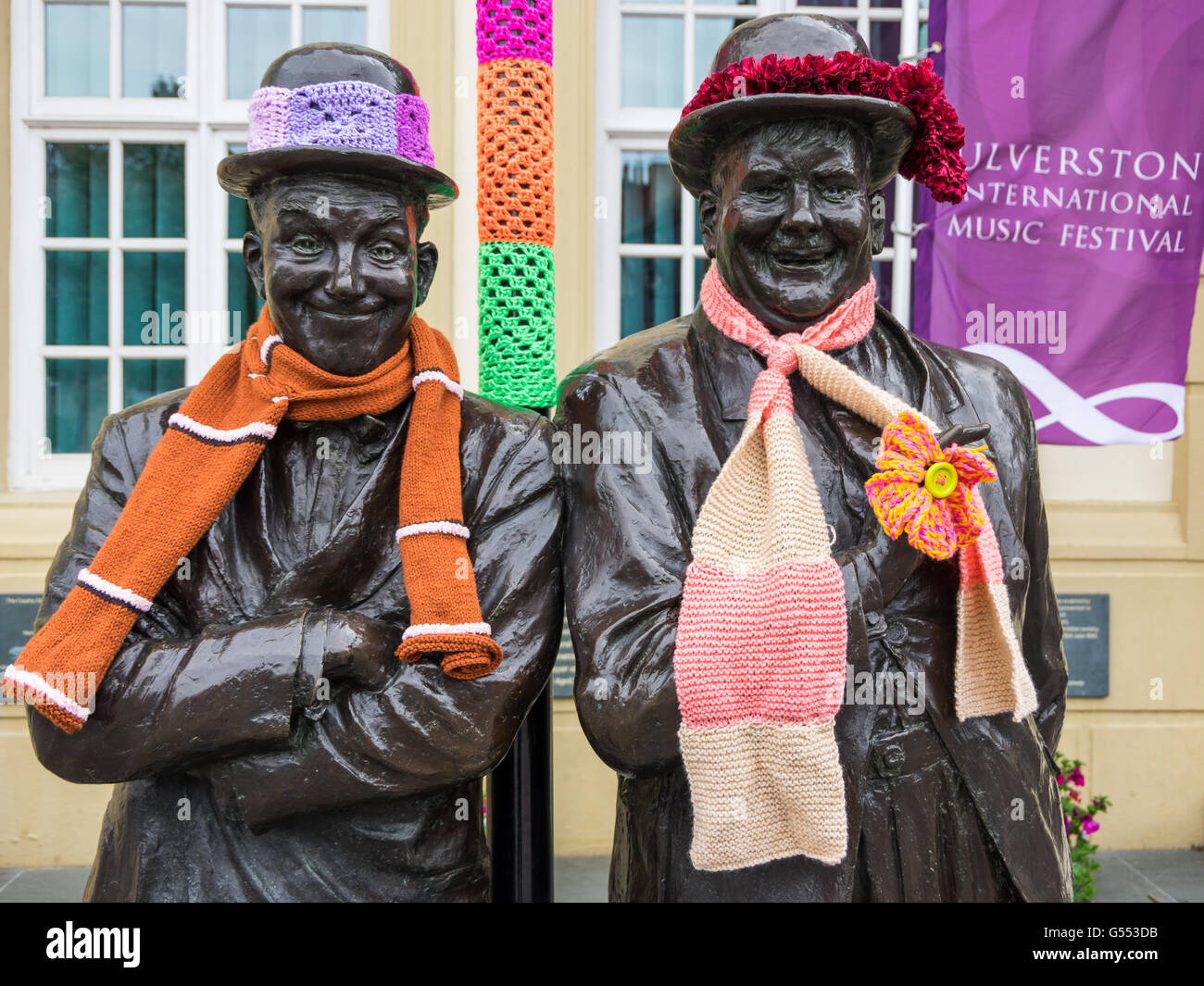 Laurel and Hardy statue - Ulverston Stock Photo