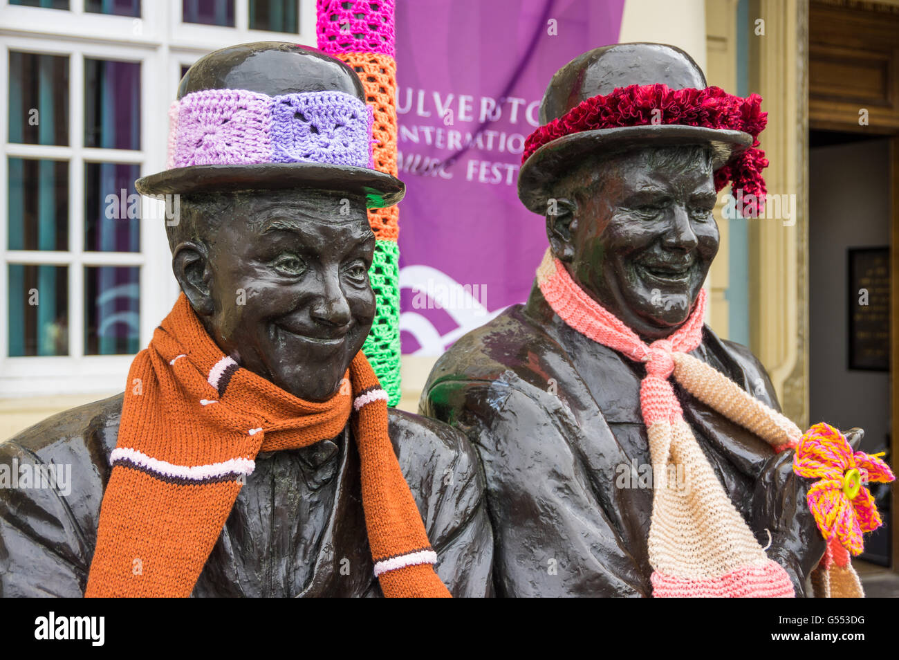 Laurel and Hardy statue - Ulverston Stock Photo