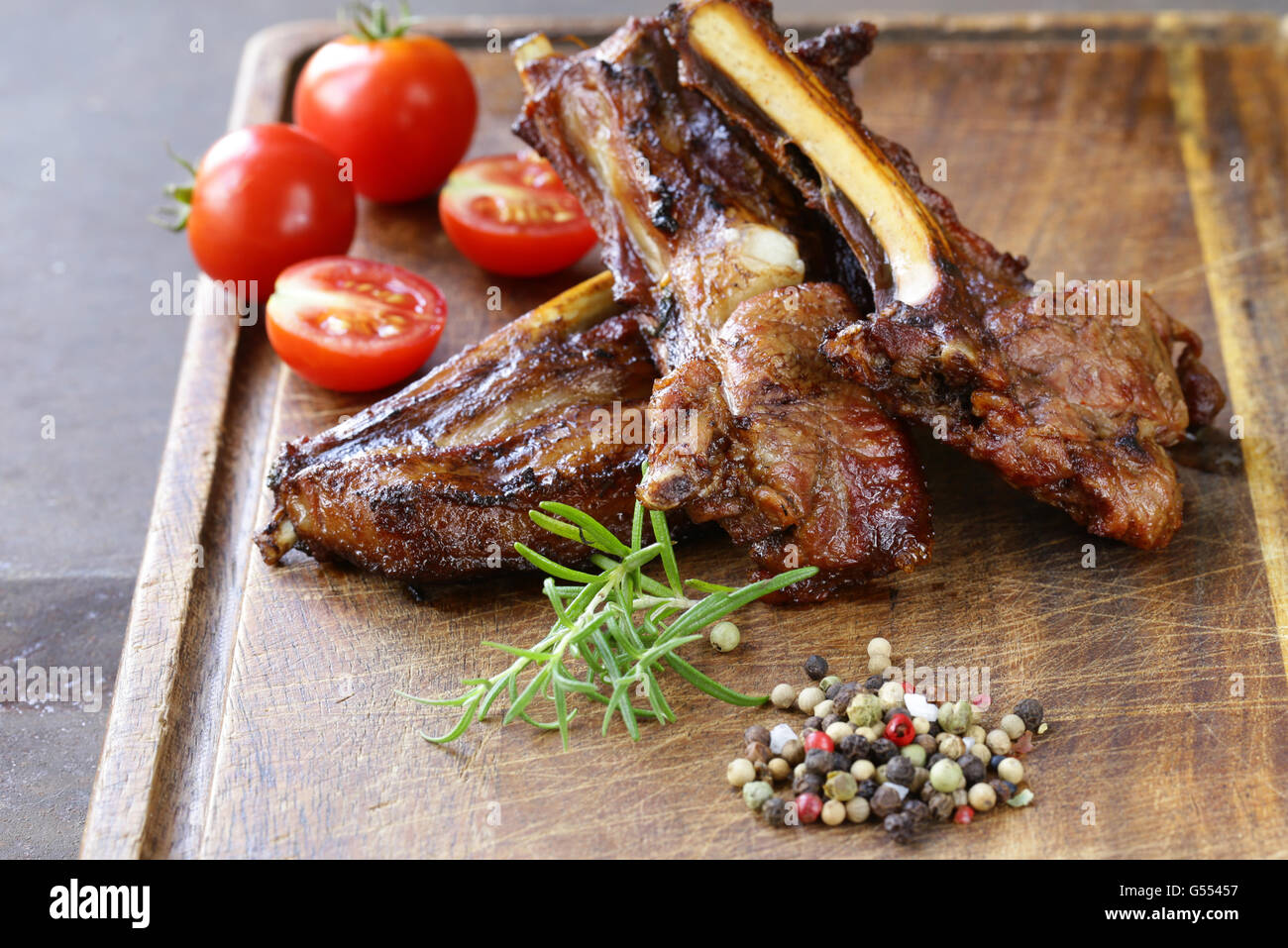Grilled lamb chops steak with pepper and rosemary Stock Photo Alamy