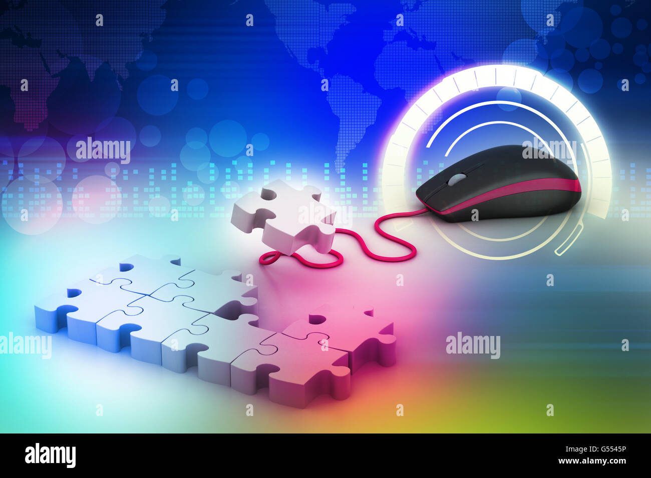 Computer mouse with puzzles Stock Photo - Alamy