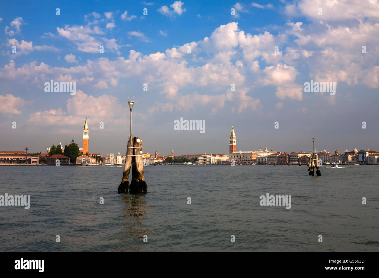 Early morning approach by sea: the Canale di San Marco, Venice, Italy Stock Photo