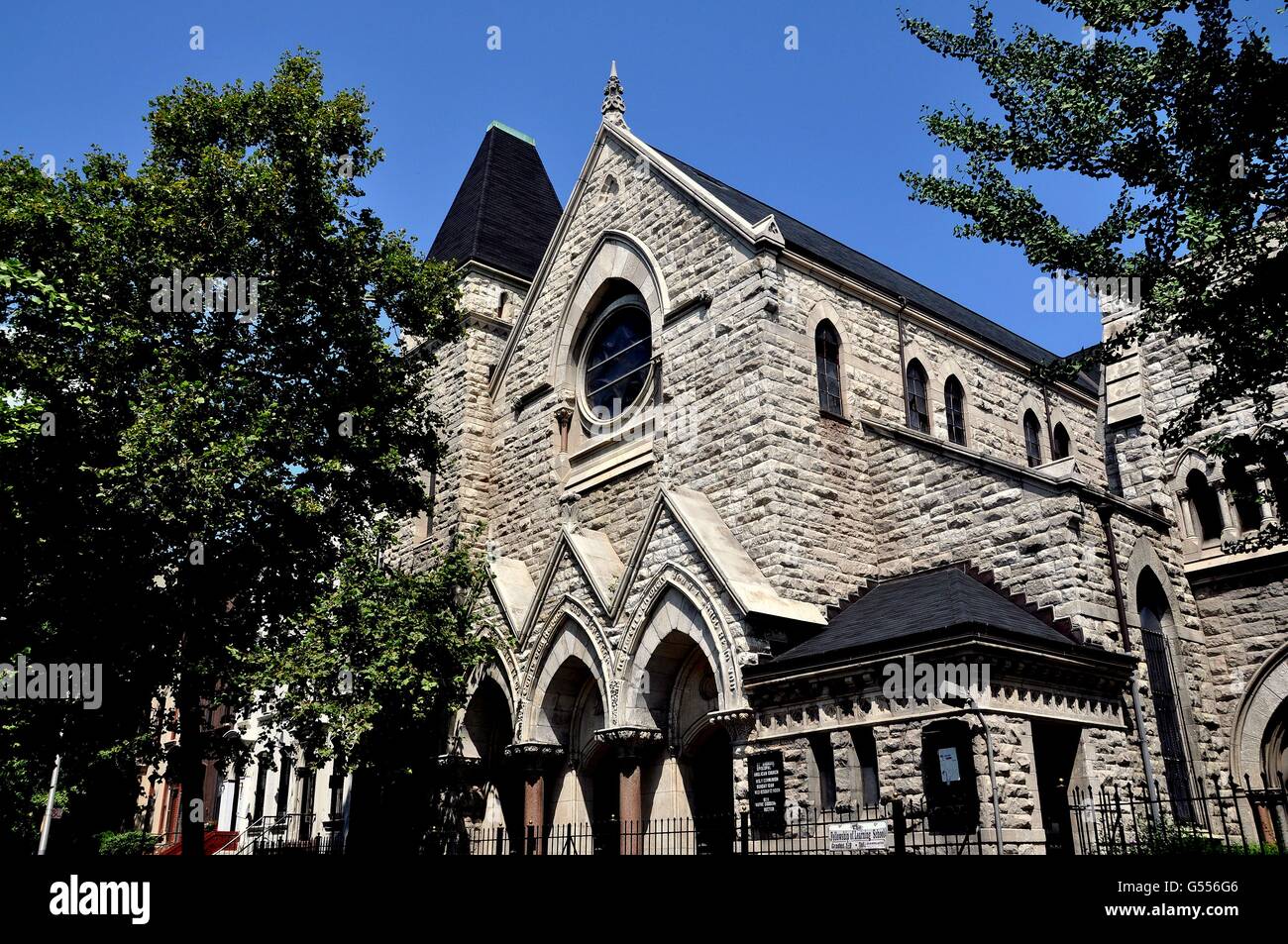 New York City:  St. Ambrose Episcopal Anglican Church on West 130th Street in Harlem Stock Photo
