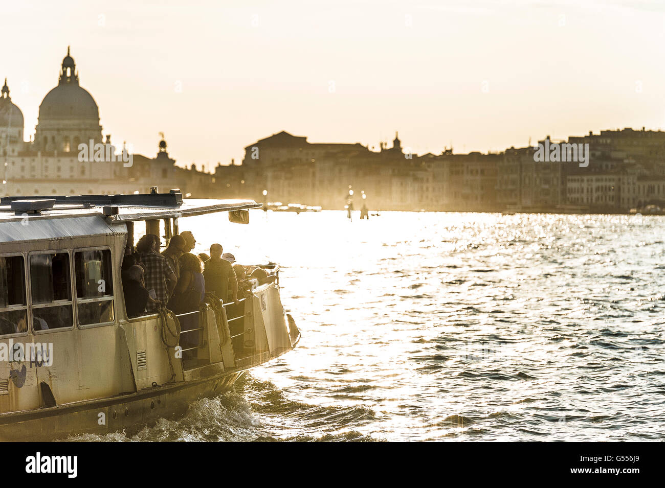 vaporetto Water Taxi on the grand canal Venice Stock Photo