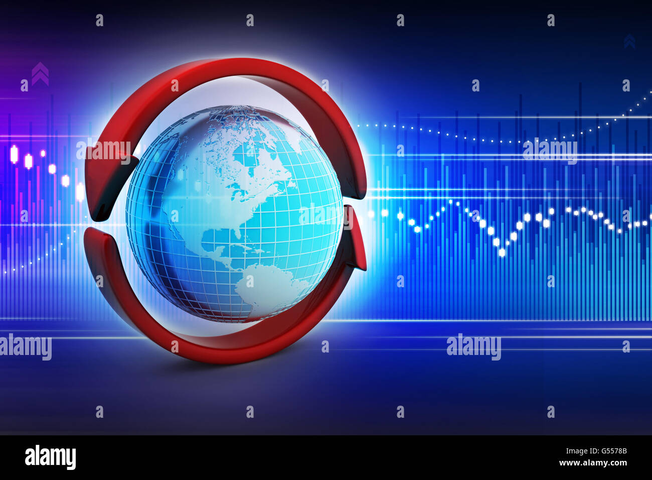Earth with arrow circle around Stock Photo - Alamy