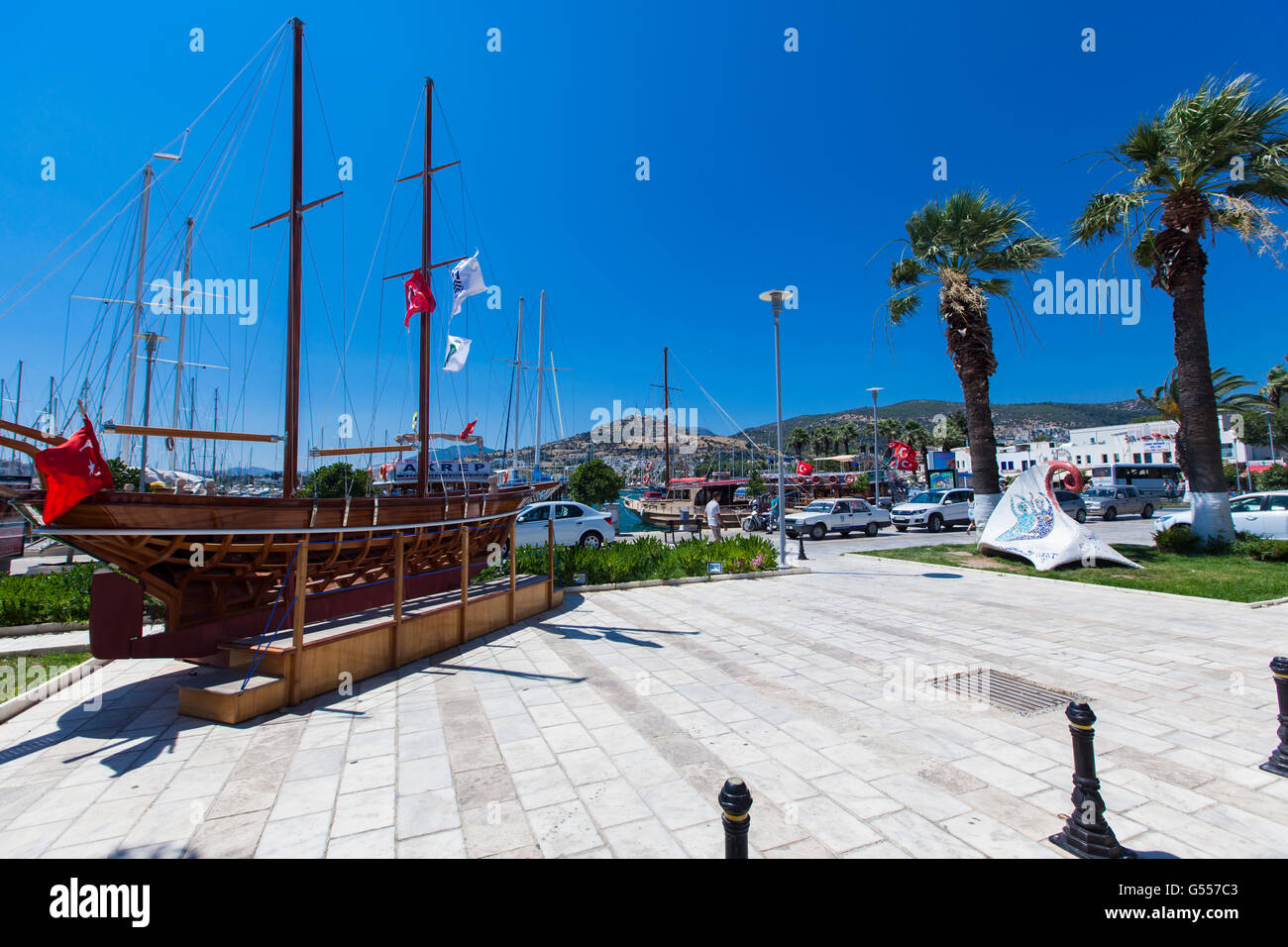 BODRUM, TURKEY - JUNE 24, 2015: Unidentified people on the street of Bodrum, Turkey. Bodrum is known for its beaches, resorts, a Stock Photo